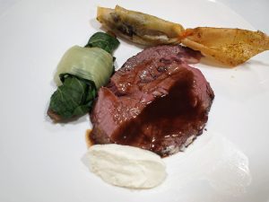 Rib-Eye met “ravioli”