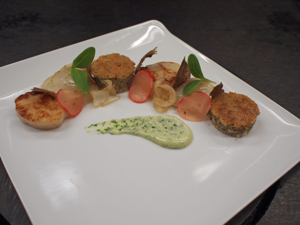 Coquille met truffelcake