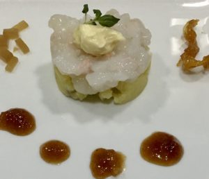 Aardappel met langoustine en citroenmarmelade