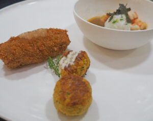 Bisque Udang peteh, kroket Sajur Lodeh, Sateh Lillith